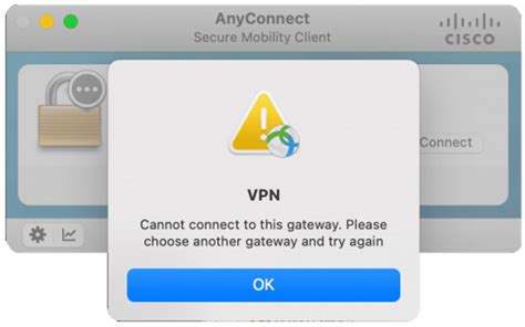 a vpn connection cannot be established anyconnect